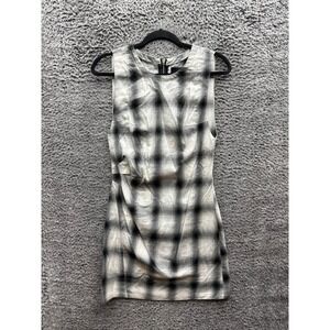Assembly Cotton Modal White Plaid Sleeveless Tank Mini Dress Womens Size S
